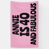 CUSTOM 40TH BIRTHDAY FABULOUS PINK PARTY BANNER 横断幕 (縦)