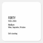 Custom 40th Birthday Funny Museum Label Chic スクエアシール (正面)