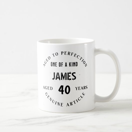 Custom 40th Birthday Mug - Aged to Perfection - Pe コーヒーマグカップ (右)