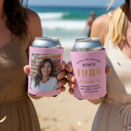 Custom 40th Birthday Pink Gold With Photo 缶クーラー