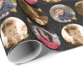 Custom 4 Circle Photo Collage Black And Gold ラッピングペーパー (ロールコーナー)