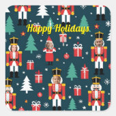 custom 4 face photo Christmas nutcracker スクエアシール (正面)