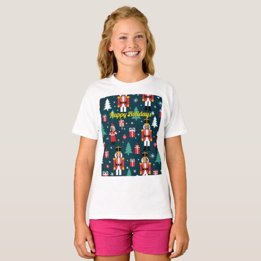 custom 4 face photo Christmas nutcracker Tシャツ (正面フル)