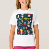 custom 4 face photo Christmas nutcracker Tシャツ (正面)