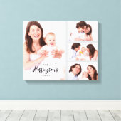 Custom 4 Family Photos Collage Rectangle Frame キャンバスプリント (インサイチュ (ウッドフロア))