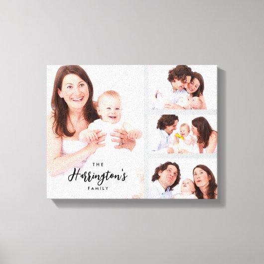 Custom 4 Family Photos Collage Rectangle Frame キャンバスプリント (正面)