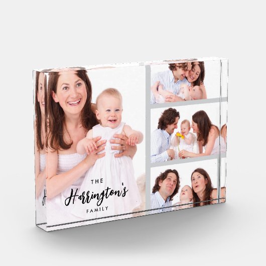 Custom 4 Family Photos Collage Rectangle Frame フォトブロック (左)