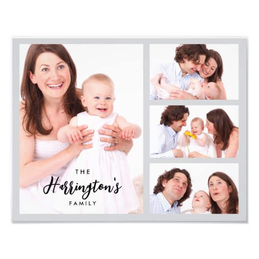 Custom 4 Family Photos Collage Rectangle Frame フォトプリント (正面)