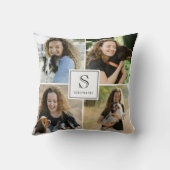 Custom 4 Multi Photo Collage Monogram & Name クッション (裏面)