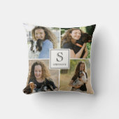 Custom 4 Multi Photo Collage Monogram & Name クッション (正面)