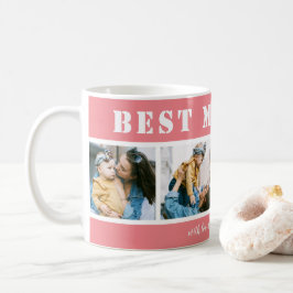 Custom 4 Photo Best Mom Ever Pink Coffee Mug コーヒーマグカップ