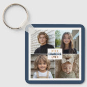 Custom 4 Photo Collage Best Grandpa Ever キーホルダー (正面)