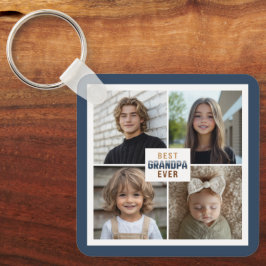 Custom 4 Photo Collage Best Grandpa Ever キーホルダー