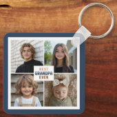 Custom 4 Photo Collage Best Grandpa Ever キーホルダー (裏面)