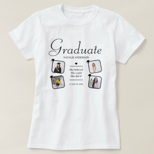 Custom 4 Photo Collage Class of 2026 Graduation Tシャツ (デザイン正面)