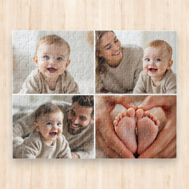 Custom 4 Photo Collage Cute Baby  ジグソーパズル
