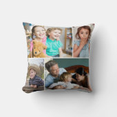 Custom 4 Photo Collage Family Quote Rustic Wood   クッション (正面)