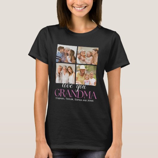 Custom 4 Photo Collage for Grandma - Gift Tシャツ (正面)
