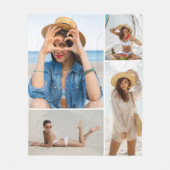 Custom 4 Photo Collage Personalized Cozy フリースブランケット (正面)