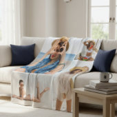 Custom 4 Photo Collage Personalized Cozy フリースブランケット