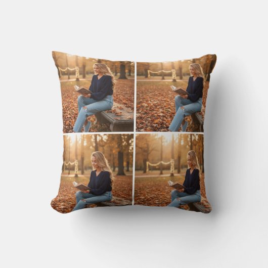 Custom 4-Photo Collage Pillow – Personalized Gift クッション (正面)