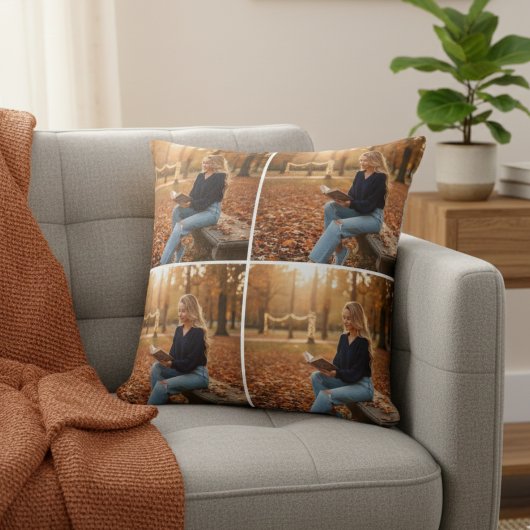 Custom 4-Photo Collage Pillow – Personalized Gift クッション