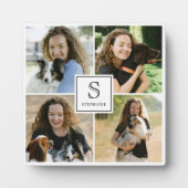 Custom 4 Photo Collage with Monogram and Name フォトプラーク (正面)