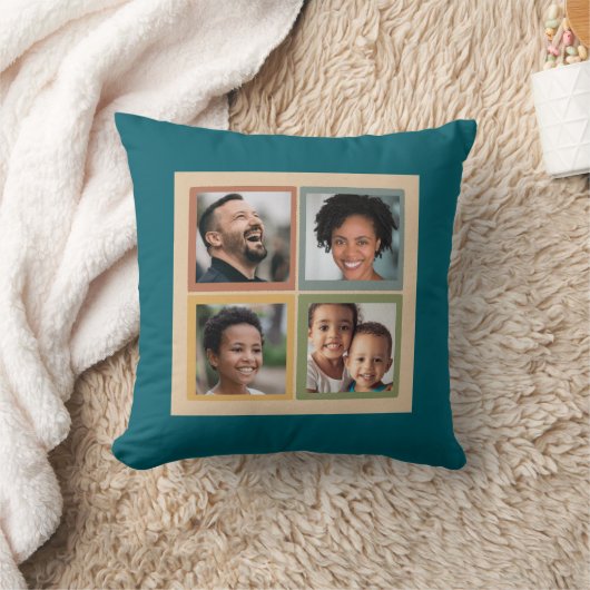 Custom 4-Photo Family Collage クッション (ブランケット)