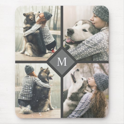 Custom 4-Photo Template with Monogram マウスパッド (正面)