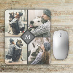 Custom 4-Photo Template with Monogram マウスパッド<br><div class="desc">Show off 4 of your favorite photos with this custom photo-template mouse pad. It features your desired monogram initial in the center surrounded by 4 of your chosen photos that you load in place of the sample photos shown in the design template. It's a great way to enjoy favorite photos...</div>
