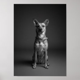 Custom 4K Black & White Pet Portrait Poster ポスター