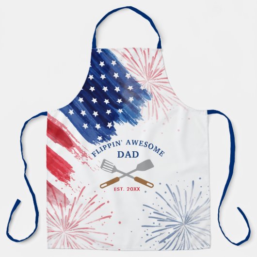 Custom 4th of July Dad Holiday BBQ エプロン (正面)