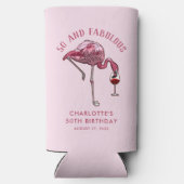 Custom 50th Birthday 50 and Fabulous Flamingo スリム缶クーラー (裏面)