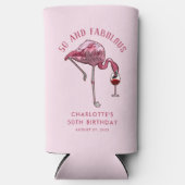 Custom 50th Birthday 50 and Fabulous Flamingo スリム缶クーラー (正面)