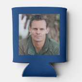 Custom 50th Birthday Blue Gold With Photo 缶クーラー (裏面)