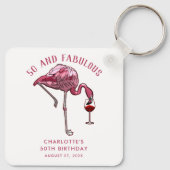 Custom 50th Birthday Flamingo Favors Swag キーホルダー (裏面)