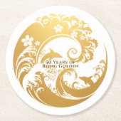 Custom 50th Birthday Gold  ラウンドペーパーコースター (正面)