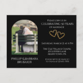 Custom 50th Wedding Anniversary Arch Photo Hearts インビテーションポストカード (正面)