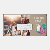 Custom 5 Photo Collage Colorful Bohemian Flower  デスクマット (キーボード&マウス)