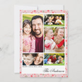 Custom 5-Photo Pink Snowflake Christmas Flat Card シーズンカード (正面)