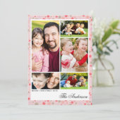 Custom 5-Photo Pink Snowflake Christmas Flat Card シーズンカード (スタンド正面)