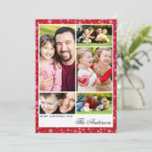 Custom 5-Photo Red Snowflake Christmas Flat Card シーズンカード (スタンド正面)