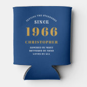 Custom 60th Birthday Blue Gold With Photo 缶クーラー (正面)