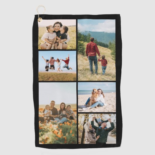 Custom 6 Photo Collage ゴルフタオル (正面)