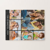 Custom 6 Photo Collage Family Name Minimalist ジグソーパズル (横)