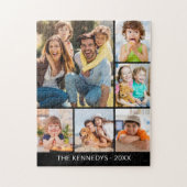 Custom 6 Photo Collage Family Name Minimalist ジグソーパズル (縦)