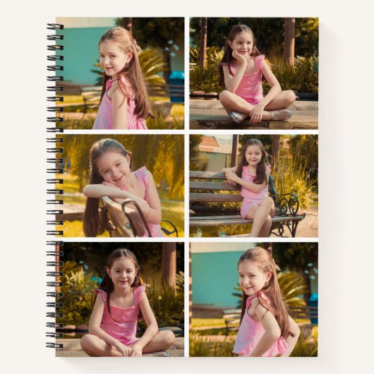 Custom 6 Photo Collage Spiral Notebook ノートブック (正面)