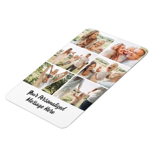 Custom 6 Photo Collage Text Message Modern Simple  マグネット (左側)