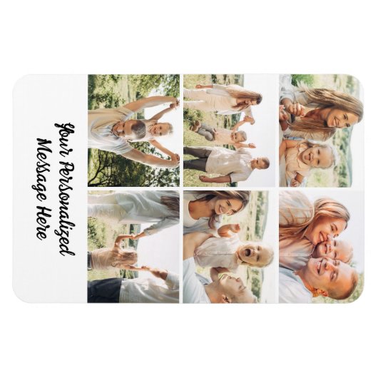 Custom 6 Photo Collage Text Message Modern Simple  マグネット (横)