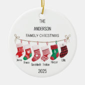 Custom 6 Stocking Names / Year Christmas Ornament セラミックオーナメント (正面)